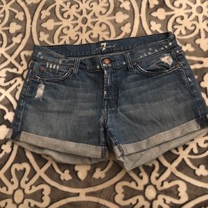7 for all mankind distressed denim shorts.